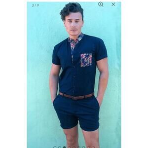 Romper Jack NAVY ROSÈ ROMPER blue summer preppy size 2XL garden party vacation